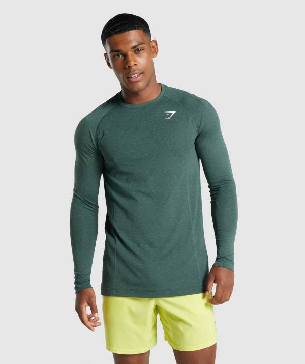 Panske Mikiny Gymshark Vital Light Seamless Long Sleeve Tmavo Zelene | EM4981602